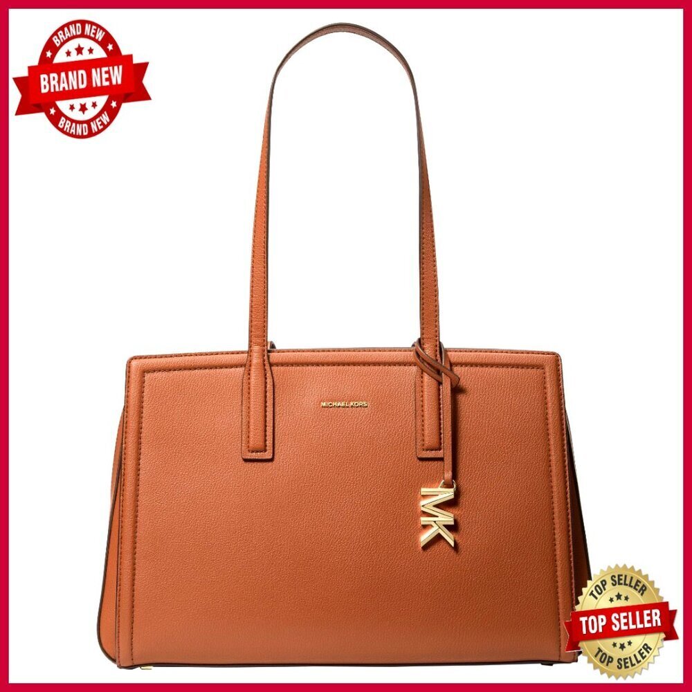 Leather Medium Tote Bag with Compartments for Daily Commute